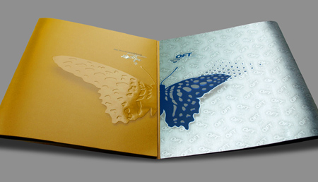 Unternehmens-Broschuere aufgeklappt