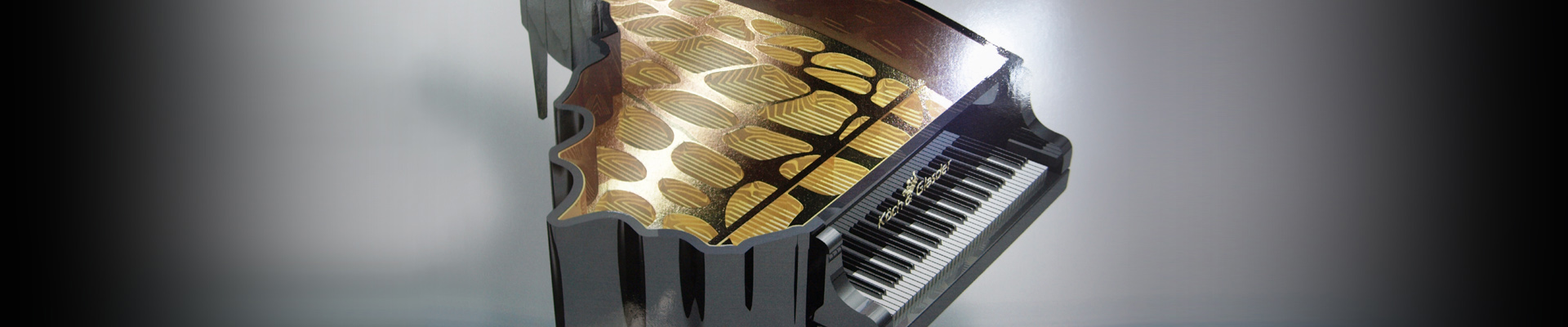 Diaschau Bild 1 Beispiel Kaltfolien-Veredelung Gedruckter Konzertflügel als Schmetterlingsflügel